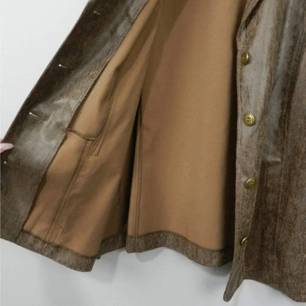 Vintage Alfred Dunner Blazer Jacket Sz 18 Faux‎ Snake Brown Textured Y2K Siren